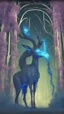 Placeholder: Dark forest, fantasy forest, gazelle with blue neon Crystal horns , intricate details, highly detailed, dreamshaper finetuned model with dynamic art style witg