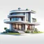 Placeholder: 3D modern futuristic house in cartoon Pixar style on white background, png, high resolution, highly detailed texture.