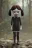 Placeholder: Wednesday Addams toddler, full body, jump, bokeh, hyper realistic