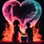 Placeholder: I love you more than the world, heart-shaped, electrifying, close-up, Head and shoulders portrait of the Jack and Jill and their pail of water, double exposure shadow of the ghost, Invisible, poignant, extremely colorful, Dimensional rifts, multicolored lightning, outer space, planets, stars, galaxies, fire, explosions, smoke, volcanic lava, Bubbles, craggy mountain peaks the flash in the background, 32k UHD, 1080p, 1200ppi, 2000dpi, digital photograph, heterosexual love, speedforce