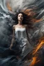 Placeholder: A woman, abstract image showing her chaotic life, chaos, stormy, 8k, exceptional beauty, mysterious, abstract conceptional art