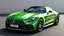 Placeholder: Mercedes-Benz AMG GT63s, green, with four side doors and the head of the car to the right