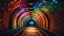 Placeholder: dream world, vast enormous warm underground railway tunnel, tiny multicoloured gemstones, twinkling lights, calm beauty, fantasy world, magic, night, darkness, splendor, uplifting, inspiring, therapeutic, chiaroscuro, color, award-winning colour photograph, beautiful composition, Nikon 35mm