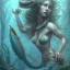 Placeholder: sango fantasy, fantasy magic, intricate, sharp focus, illustration, highly detailed, digital painting, concept art, matte, artgerm and paul lewin and kehinde wiley, masterpiece sexy lips African lady crab body mermaid alligator head turquoise space lady beach sea under water mermaid seaweed