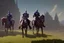 Placeholder: mounted knights in front of the wizard castle