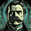 Placeholder: Futuristic, cyberpunk, Friedrich Nietzsche, Friedrich Nietzsche mustache, Comic style