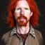 Placeholder: Portrait of Courtney Gains as a ruggedly handsome but joyful roguish pirate, charismatic, attractive male, masculine, perfect, precisely detailed, lightly freckled face, meticulously detailed multi-hued ginger carrot colored cherry fire red hair; Malachai of the corn; fantasy, intricate, elegant, highly detailed, digital painting, artstation, concept art, matte, sharp focus, illustration, art by artgerm and greg rutkowski and alphonse mucha