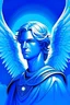Placeholder: portrait of a male celestial archangel blue background