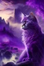 Placeholder: majestic cat, violet tones, fantasy landscape