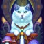 Placeholder: mystical white cat sits on a psychedelic mushroom