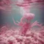 Placeholder: Pink plastic underwater in the 1970s, analog photography with white, damaged