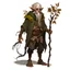 Placeholder: (round) (dnd token) full-body portrait of old withered male autumn wood-elf, hunched over with a walking stick, artstation, no background