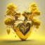 Placeholder: golden robot electric heart with tree wings