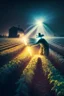 Placeholder: farmer using magic light to farm cover crops