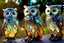 Placeholder: Coloured glass owl set with gemstones, glittering metal and gemstone parts in garden sharp focus elegant extremely detailed intricate very attractive beautiful dynamic lighting fantastic view crisp quality exquisite detail in the sunshine gems and jewels