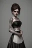 Placeholder: Portrait emo bride with piercings in black dress, full body shot, full-color long shot