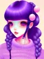 Placeholder: kawaii girl, purple hair, cute, semirealistic, sweater