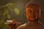 Placeholder: Portrait of Buddha eating psychedelic mushrooms