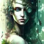 Placeholder: Singer Danish MØ, watercolor illustration , cyberpunk, steampunk, Dryad, plants, wildflower,Style Yoji Shinkawa,