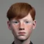 Placeholder: short redheaded boy with a long face and freckles , realistic, 8k,