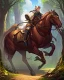 Placeholder: A centaur majestically galloping through the dense forest in the style of gustav dore, fantastical landscape, soft strokes , mythology portrait, classic painting