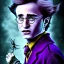 Placeholder: Harry Potter in the style of tim burton purple background