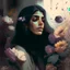 Placeholder: woman, life, freedom, Persian girls, digital art, muted tones, flowers everywhere, REALISTIC