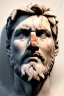 Placeholder: Ultra Realistic image, roman sculpture, white marble material, Lionel Messi, Laurel leaves wreath, miguel angel style, chisel style, emperador, waist up portrait, ultra hd, perfect texture, epic, celestial, cinematic lighting, God light, god rays, 4k resolution, smooth details, ornate details, soft lighting, unreal engine 5, marble background.