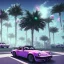 Placeholder: 1980's aesthetic vaporwave palm trees and spheres and Porsche with lightning