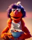 Placeholder: Portrait, waitress woman with monster muppet mask that covers her entire head, retro style, Sesame Street style, smooth, unreal engine 5, god lights, ray tracing, RTX, lumen lighting, ultra detail, volumetric lighting, 3d.