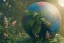 Placeholder: globe, plants and flowers around, kente, cinema 4d, octane render, high detail