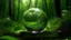Placeholder: Glass globe encircled by verdant forest flora, symbolizing nature, environment, sustainability, ESG, and climate change awareness, generative ai