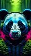 Placeholder: Futuristic Panda in face mask colourful nuclear forest art ,Hyperrealistic stunning Master piece