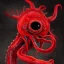 Placeholder: Red Tentacle monster with teeth, horror, detailed, realistic, gore, eyes