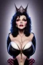 Placeholder: Joan Collins as evil queen in black leather, leather, busty, cleavage, angry, stern look. character design by cory loftis, fenghua zhong, ryohei hase, ismail inceoglu and ruan jia. unreal engine 5, artistic lighting, highly detailed, photorealistic, fantasy