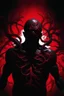 Placeholder: dark sihlouette of a man violently split in two vertically from the center of his chest up to his head, with red tentacles bursting out of the center of his chest