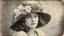 Placeholder: Vintage photograph of a young woman in a hat with flowers