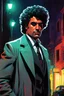 Placeholder: [Will Eisner] cuban detective with curly hair smokng cigarr under neonlights, bronx, brownstones, salsa, gangs, latinos, night, neon, noir, mystery