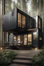Placeholder: large house in the woods made from shipping containers, photorealistic
