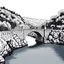 Placeholder: A minimal line drawing of the old bridge of stone of Arta in Greece.