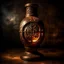 Placeholder: Create an image of old corrosion alladeen lamp copper with strange runes