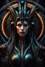 Placeholder: Giger style beautiful strange looking electronic woman, expressive and mysterious, deep colors, detailed matte painting, fantastical, intricate detail, splash screen, colorful, fantasy concept art, 8k resolution, Unreal Engine 5, beautiful iris, sharp focus, centered, symmetric