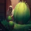 Placeholder: anime boy alone in the desert, hiding behind a large cactus