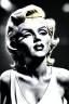 Placeholder: Medium shot portrait, blonde woman, young Marilyn Monroe face, perfect iris, Chanel dress style, paris background, by helmet newton, soft color, highly detailed, unreal engine 5, ray tracing, RTX, lumen lighting, ultra detail, volumetric lighting, 3d, finely drawn, high definition, high resolution.