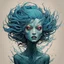 Placeholder: front facing full body illustration of a malevolent shape shifting female Funayurei water ghost with highly detailed facial features and skin textures, in the style of Alex Pardee , Jean Giraud Moebius, and Katsushika Hokusai, highly detailed, boldly inked, deep murky aquatic color