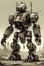 Placeholder: Warrior robot, post-apocalyptic, rough sketch