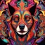 Placeholder: colourful ornate decorative man as a dog face,twisting, abstract psychedelic, 8 k, artstation.