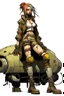 Placeholder: tank girl big boots sit on mechanic sputnik sphere vehicule