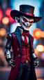 Placeholder: Vampire pimp robot with the guys from jack ass movie poster ,bokeh like f/0.8, tilt-shift lens 8k, high detail, smooth render, down-light, unreal engine, prize winning