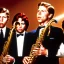 Placeholder: Eyes closed REd-haired Ron howard Is richie from happy days playing his saxophone with "eyes are closed", rock band, embouchure, joanie cunningham